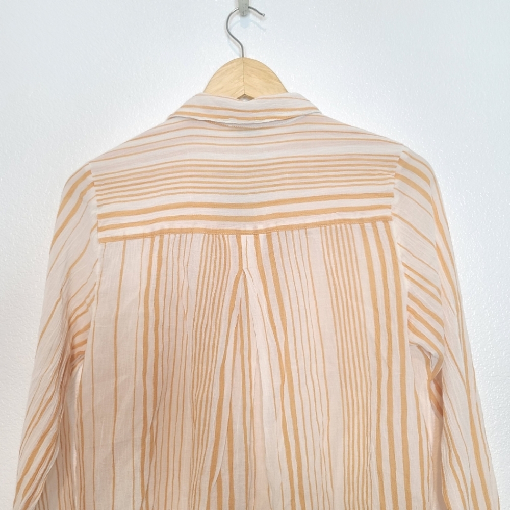 SUNDANCE Stripes Gauzy Cotton 100% Beachy Button Down Shirt NEW - Picture 9 of 9